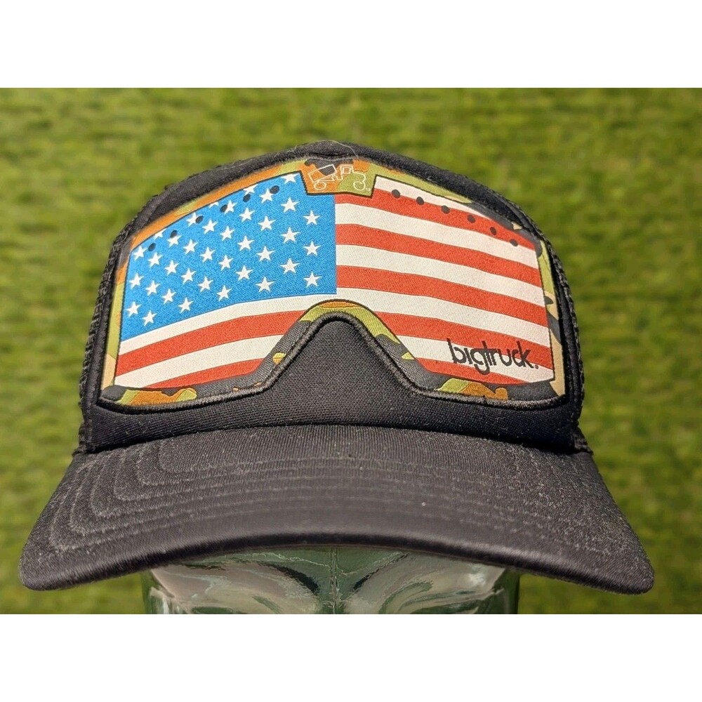 Big Truck American Flag Camo Goggles Mesh Trucker Snapback Hat Cap